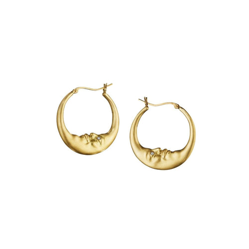 Anthony Lent Jewelry - Small Crescent Moon Hoop Earrings (18mm) | Manfredi Jewels