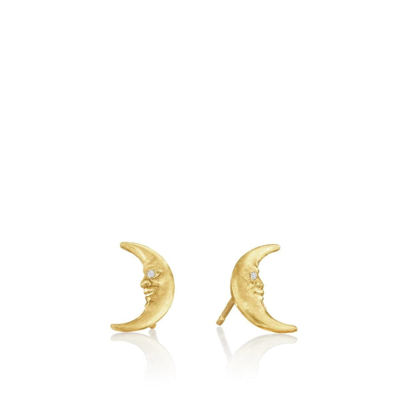 Anthony Lent Jewelry - Tiny Crescent Moonface Stud Earrings | Manfredi Jewels