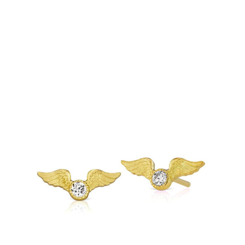 Tiny Flying Diamond Stud Earrings