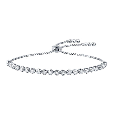 14KT WHITE GOLD DIAMOND BOLO BRACELET