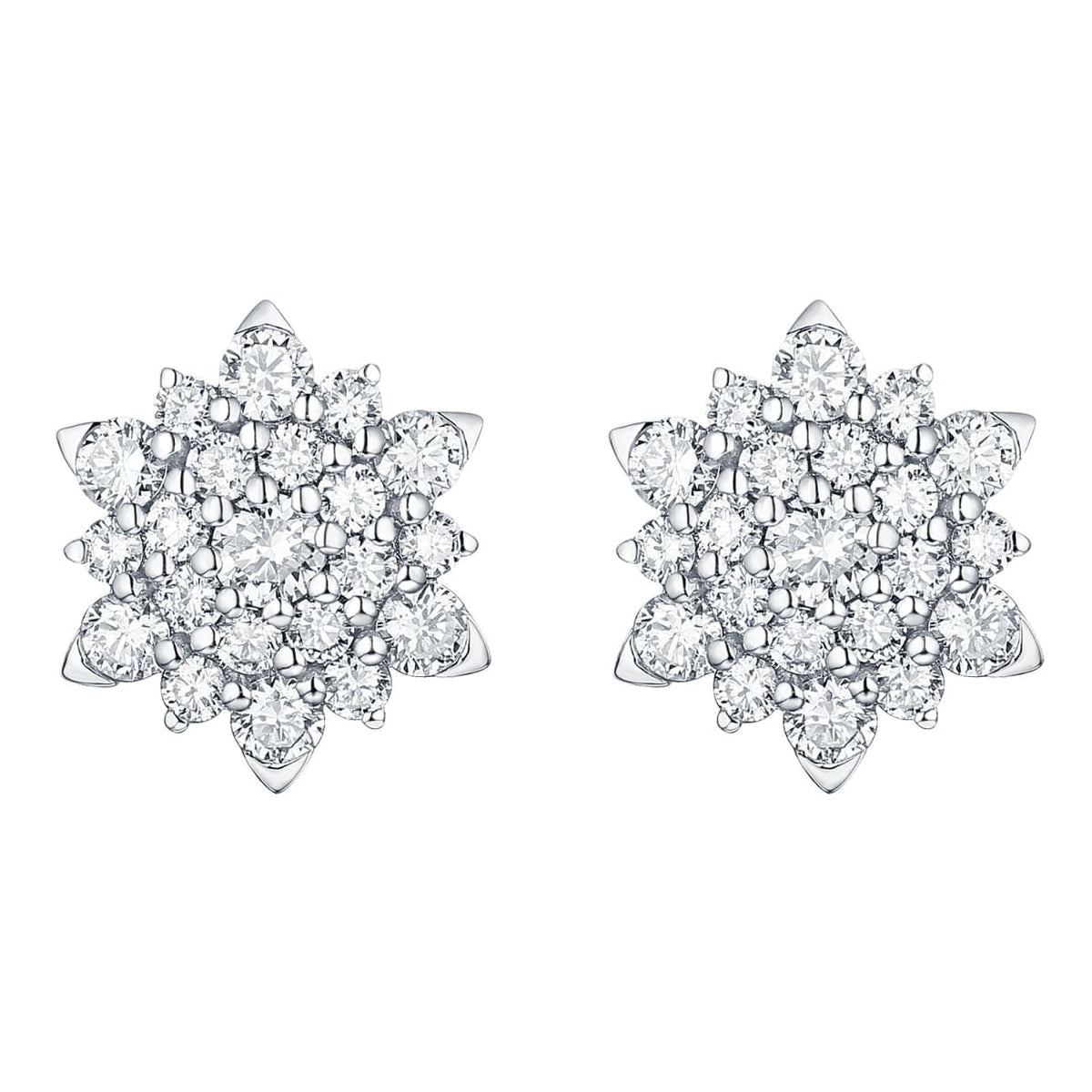 Asher Jewelry - 14KT WHITE GOLD DIAMOND CLUSTER EARRINGS | Manfredi Jewels
