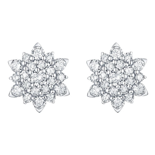 Asher Jewelry - 14KT WHITE GOLD DIAMOND CLUSTER EARRINGS | Manfredi Jewels