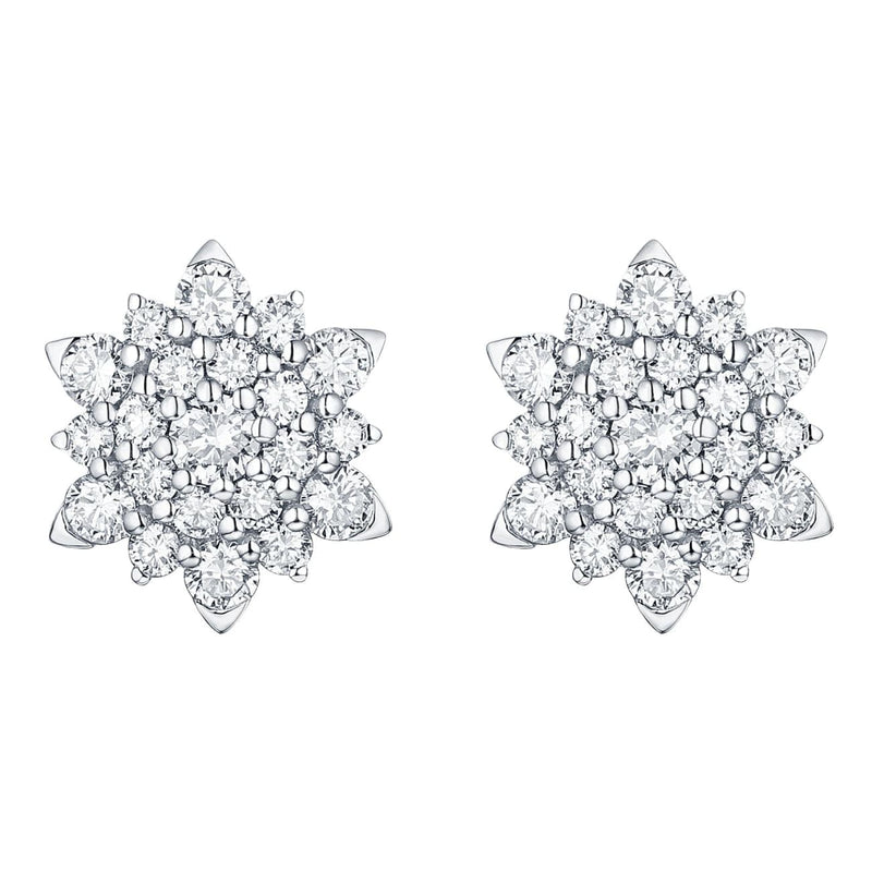 Asher Jewelry - 14KT WHITE GOLD DIAMOND CLUSTER EARRINGS | Manfredi Jewels