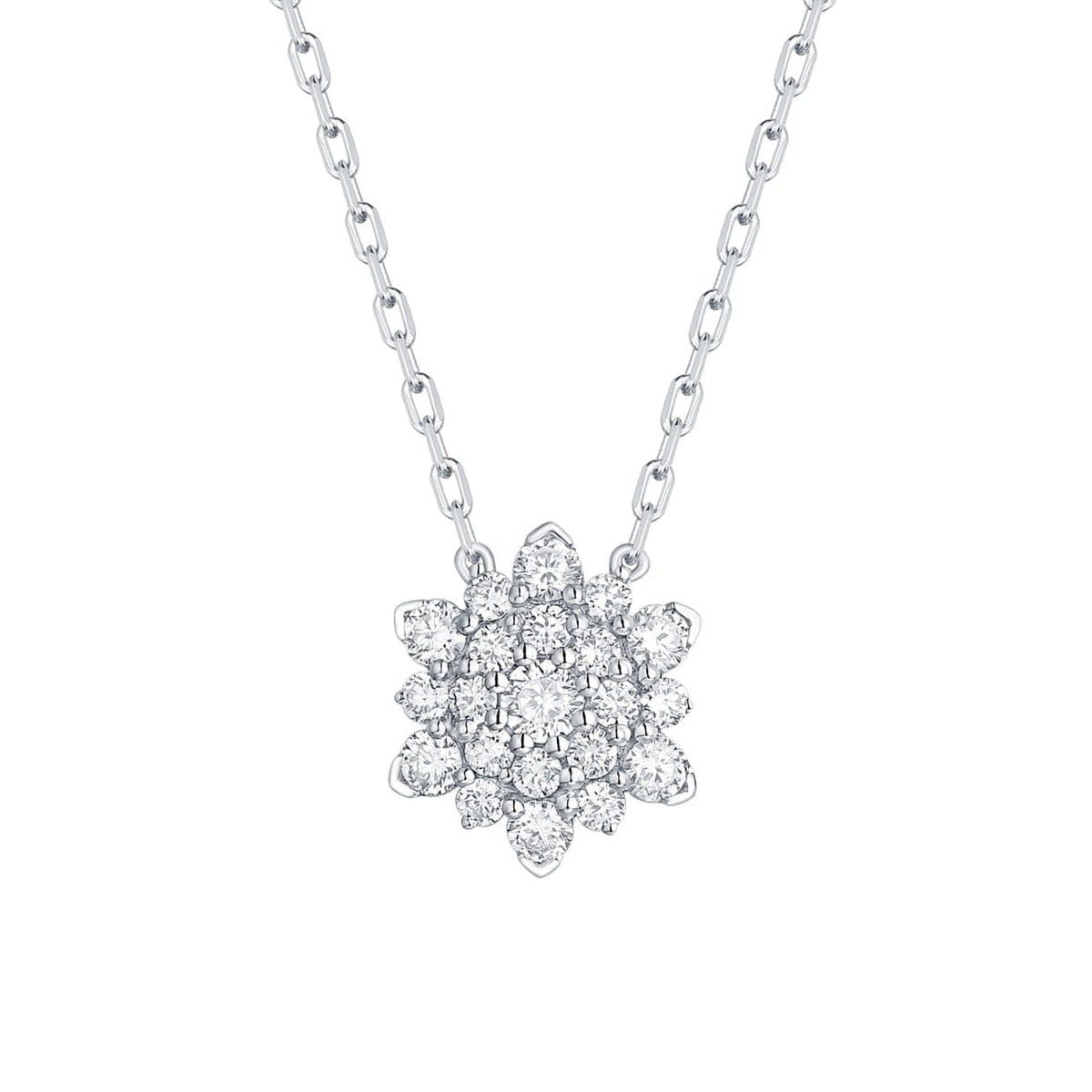 Asher Jewelry - 14Kt White Gold Diamond Cluster Pendant Necklace | Manfredi Jewels