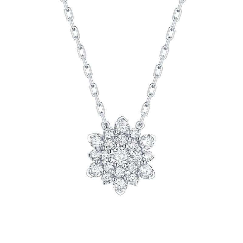 Asher Jewelry - 14Kt White Gold Diamond Cluster Pendant Necklace | Manfredi Jewels