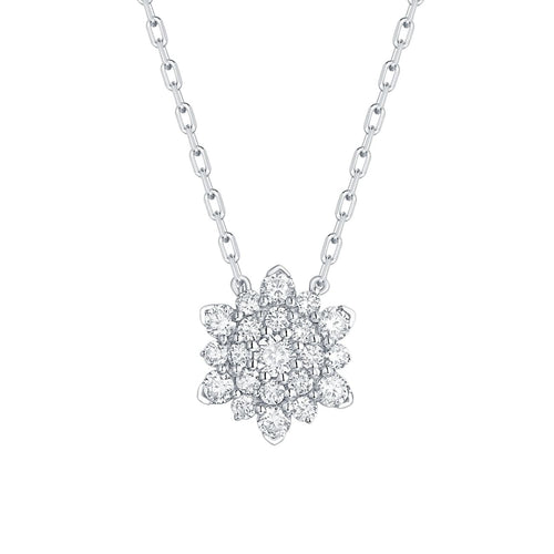 Asher Jewelry - 14KT WHITE GOLD DIAMOND CLUSTER PENDANT NECKLACE | Manfredi Jewels