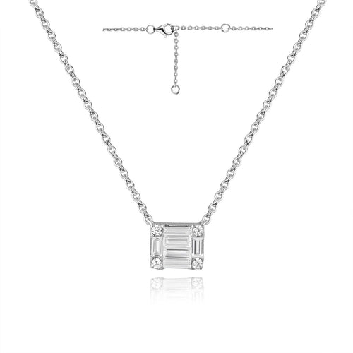 Asher Jewelry - 14KT WHITE GOLD DIAMOND SQUARE CLUSTER PENDANT NECKLACE | Manfredi Jewels