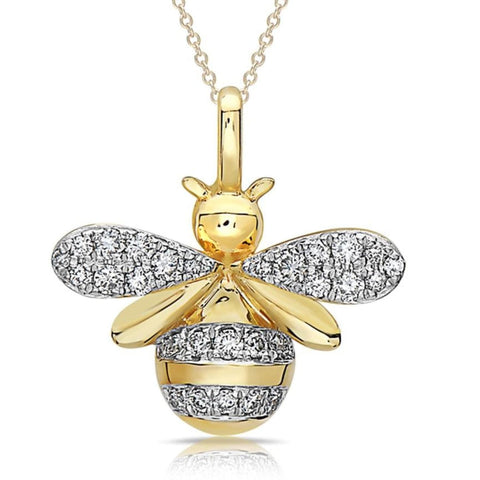 14KT YELLOW GOLD  DIAMOND BEE PENDANT