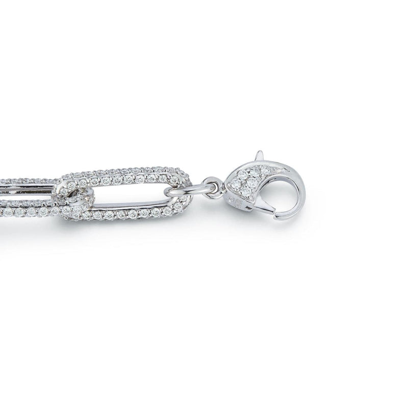 Beny Sofer Jewelry - 14KT WHITE GOLD DIAMOND PAVE PAPERCLIP BRACELET | Manfredi Jewels