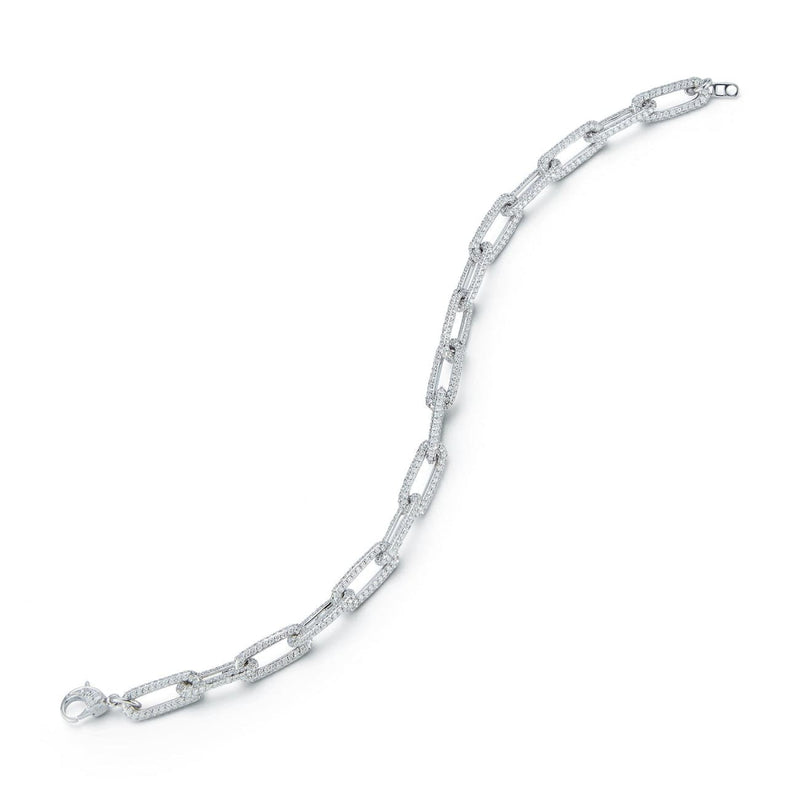 Beny Sofer Jewelry - 14KT WHITE GOLD DIAMOND PAVE PAPERCLIP BRACELET | Manfredi Jewels