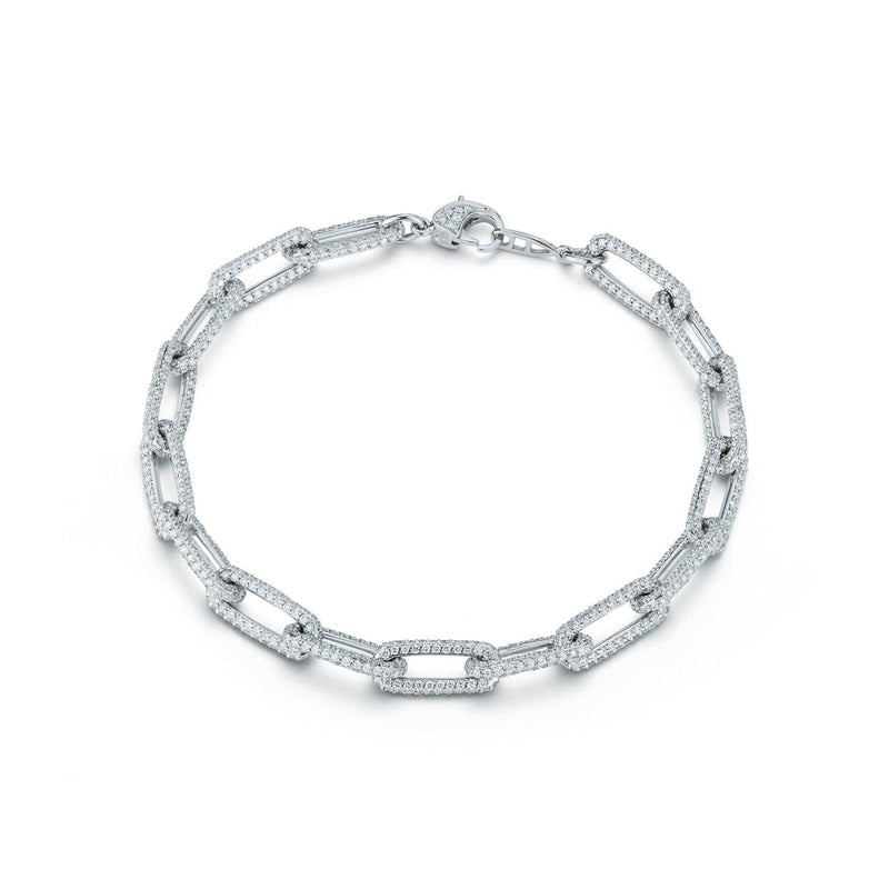 Beny Sofer Jewelry - 14KT WHITE GOLD DIAMOND PAVE PAPERCLIP BRACELET | Manfredi Jewels