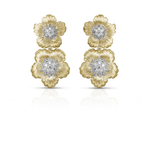 18KT YELLOW & WHITE GOLD  DAPHNE DROP EARRINGS