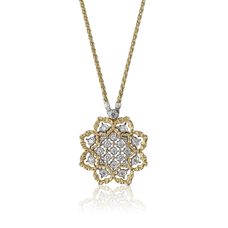 Buccellati Jewelry - 18KT YELLOW & WHITE GOLD ROMBI PENDANT NECKLACE | Manfredi Jewels