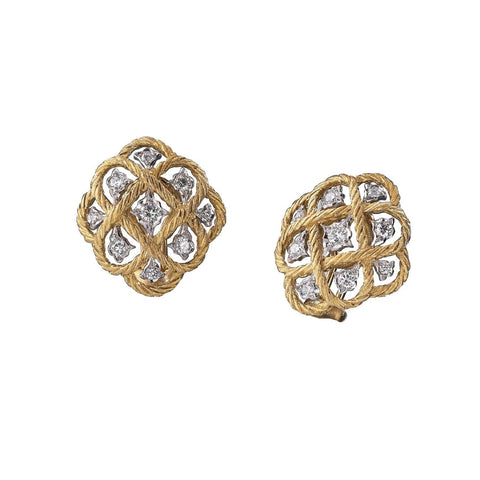Étoilée Button Earrings in 18k yellow and white gold