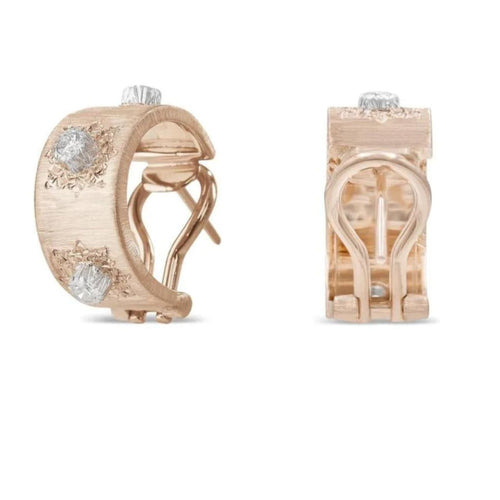 Buccellati Jewelry - Macri Classica 18K Rose & White Gold Set With Diamonds Earrings | Manfredi Jewels