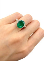 GIA Certified Oval Emerald Vintage White Gold Ring