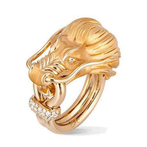 Carrera Y Jewelry - 18K Yellow Gold dragon secret XL with diamonds ring | Manfredi Jewels
