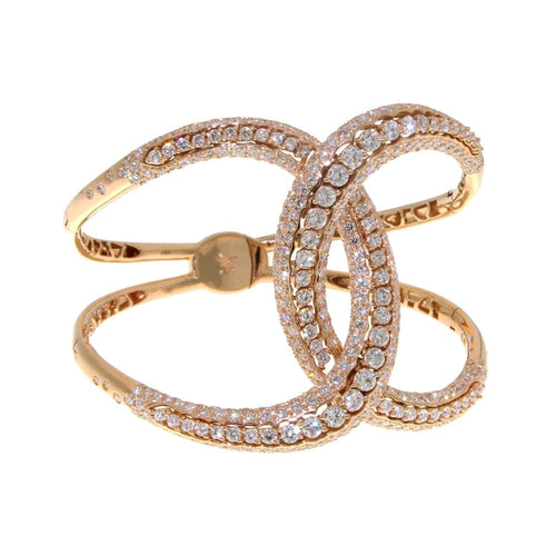 Casato Jewelry - Diamond interlocking loop bangle bracelet BRX129BT - P | Manfredi Jewels