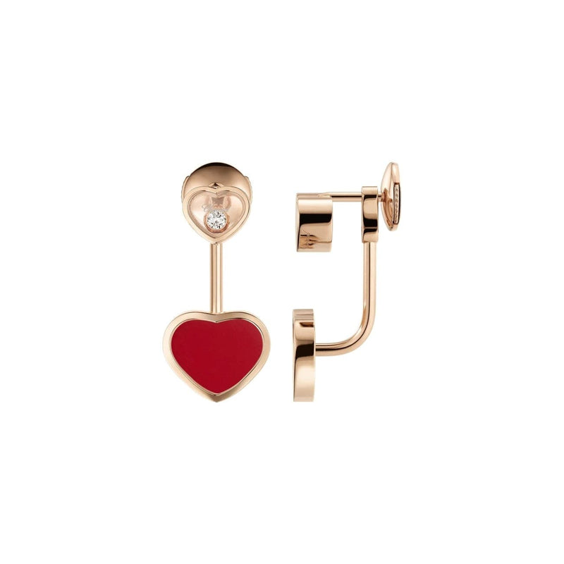 Chopard Jewelry - HAPPY HEARTS EARRINGS ROSE GOLD DIAMONDS RED STONE | Manfredi Jewels