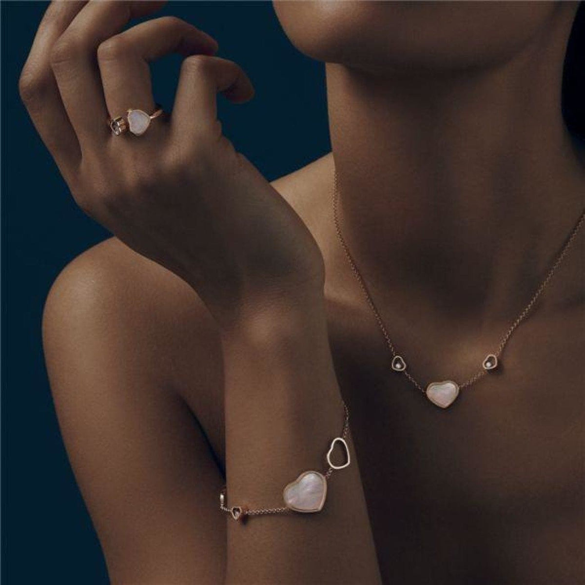 Chopard Jewelry - HAPPY HEARTS NECKLACE ETHICAL ROSE GOLD DIAMONDS MOTHER-OF-PEARL | Manfredi Jewels