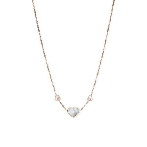HAPPY HEARTS NECKLACE, ETHICAL ROSE GOLD, DIAMONDS, MOTHER-OF-PEARL