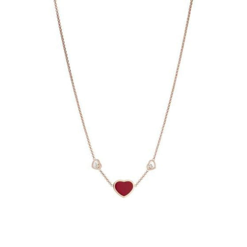 Chopard Jewelry - HAPPY HEARTS NECKLACE ROSE GOLD DIAMONDS RED STONE | Manfredi Jewels
