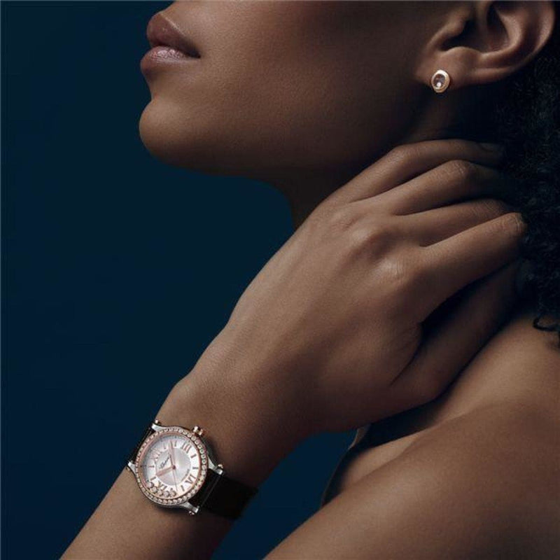 Chopard Watches - HAPPY SPORT 33 MM AUTOMATIC ETHICAL ROSE GOLD STAINLESS STEEL DIAMONDS | Manfredi Jewels