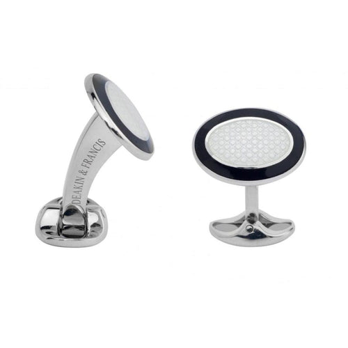 Deakin & Francis Accessories - Sterling Silver Black White Enamel Cufflinks | Manfredi Jewels