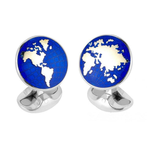 Sterling Silver Enamel World Cufflinks