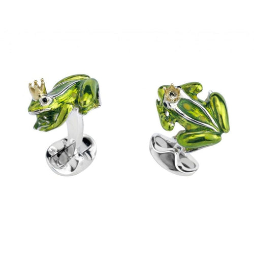 Deakin & Francis Accessories - Sterling Silver Frog with Crown Cufflinks | Manfredi Jewels