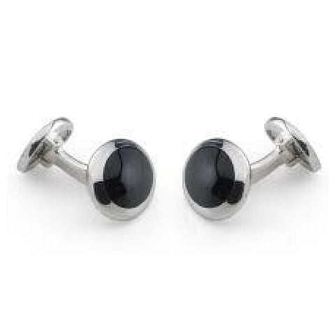 Sterling Silver Oval Onyx Cufflinks