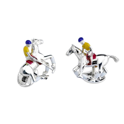 Deakin & Francis Accessories - Sterling Silver Polo Rider Pony Enamel Cufflinks | Manfredi Jewels