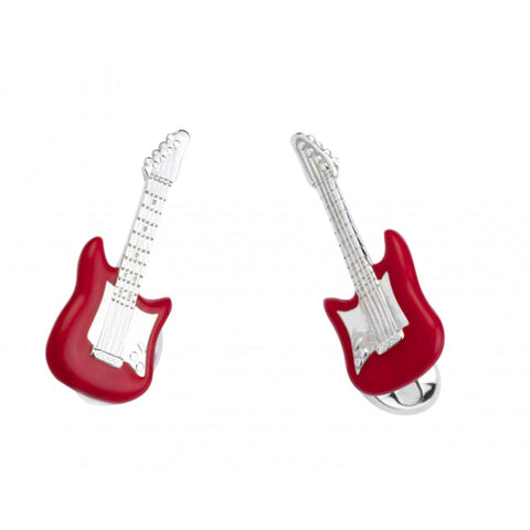 Sterling Silver Red Guitar Cufflinks