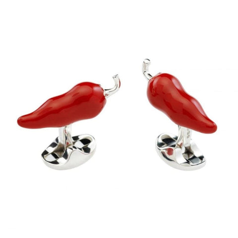 Sterling Silver Red Hot Pepper Cufflinks