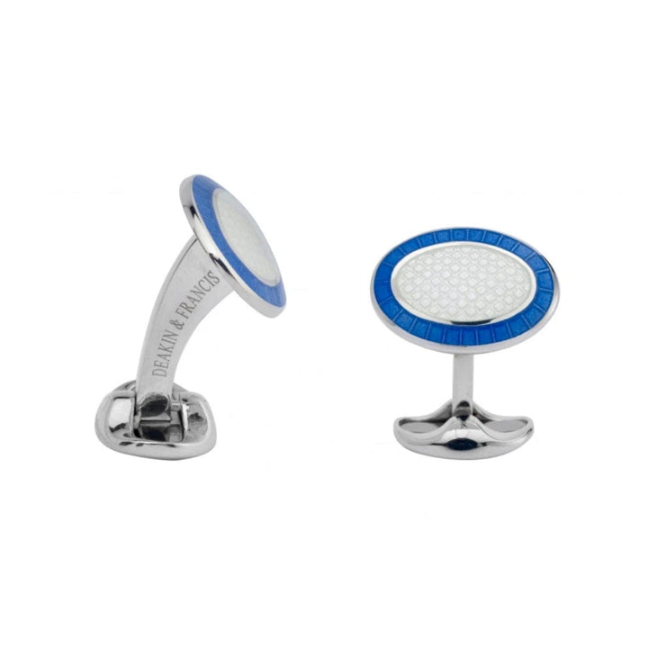 Deakin & Francis Accessories - Sterling Silver Sky Blue & Clear Enamel Cufflinks | Manfredi Jewels