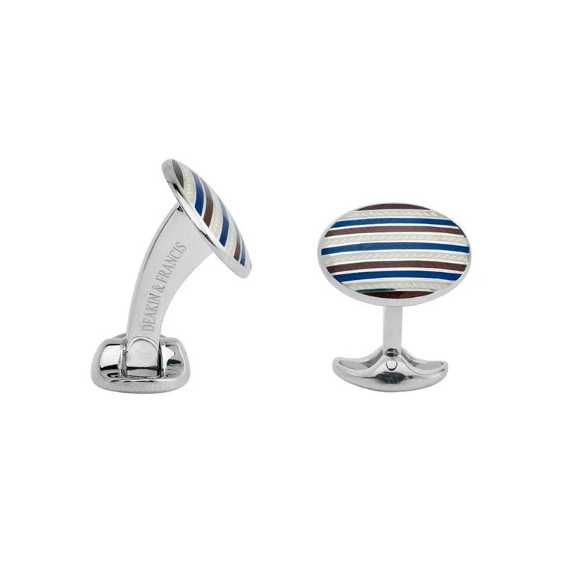 Deakin & Francis Accessories - Sterling Silver Stripped Enamel Cufflinks | Manfredi Jewels