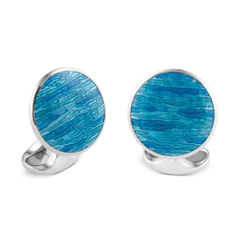 Deakin & Francis Accessories - Sterling Silver Turquoise Ocean Haze Cufflinks | Manfredi Jewels