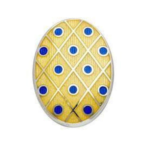 Sterling Silver Yellow Patterned Cufflinks with Blue Spots