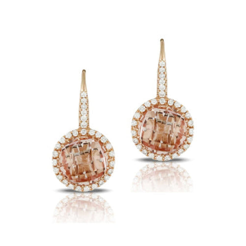 Doves Jewelry - 18K ROSE GOLD DIAMOND EARRING WITH MORGANITE | Manfredi Jewels