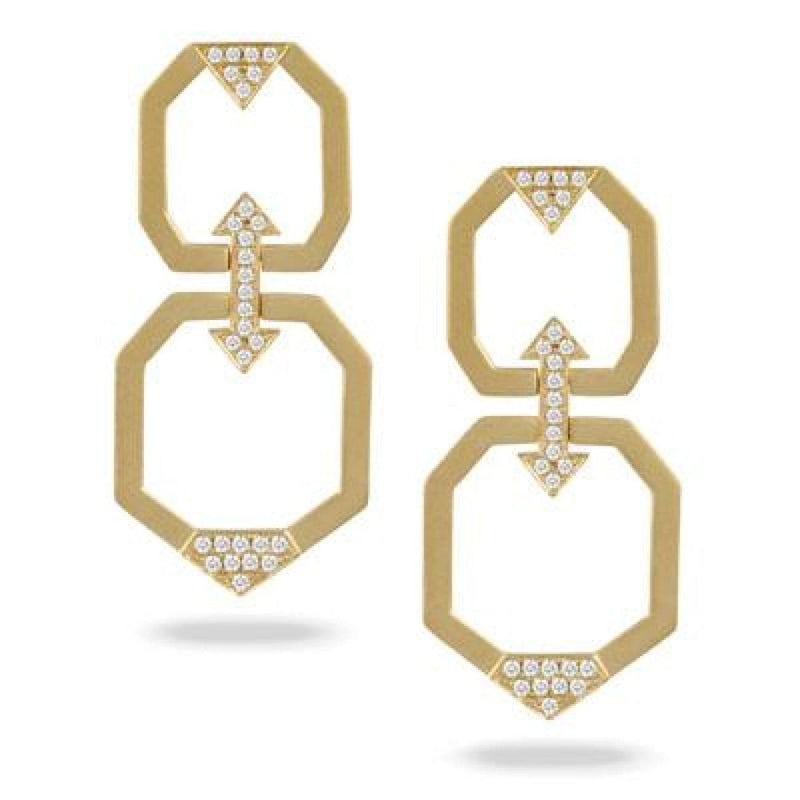 Doves Jewelry - 18K YELLOW GOLD DIAMOND EARRING IN SATIN FINISH | Manfredi Jewels