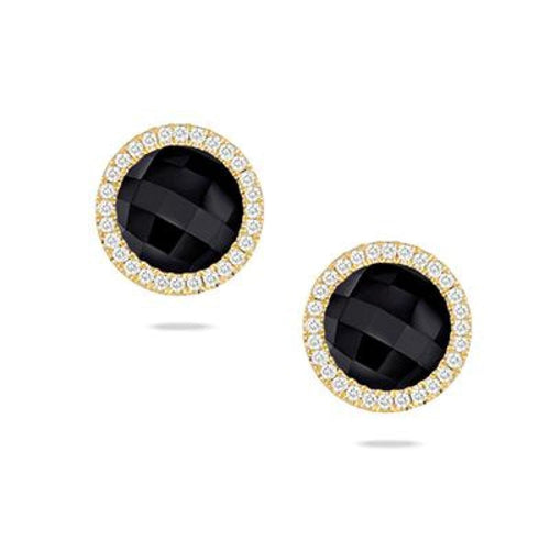 Doves Jewelry - 18K YELLOW GOLD DIAMOND EARRING WITH BLACK ONYX | Manfredi Jewels