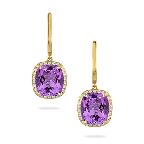 Doves Jewelry - 18K YELLOW GOLD DIAMOND EARRING WITH PURPLE AMETHYST | Manfredi Jewels