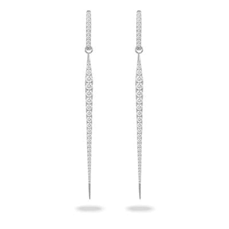 Doves Jewelry - 18KT WHITE GOLD DIAMOND MATCHSTICK EARRINGS | Manfredi Jewels