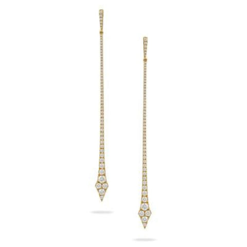 18KT YELLOW GOLD AND DIAMONDS DROP MATCHSTICK EARRINGS