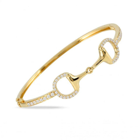 Doves 18KT Yellow Gold Equestrian Bangle set with Brilliant Cut Diamonds