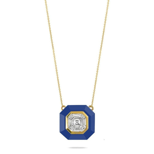 Doves Jewelry - 18KT Yellow Gold Lapis and Diamond Necklace | Manfredi Jewels