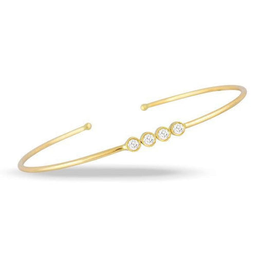 Doves Jewelry - 18KT Yellow Gold Thin Diamond Cuff Bracelet | Manfredi Jewels