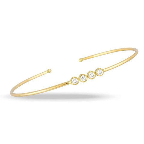 18KT Yellow Gold Thin Diamond Cuff Bracelet