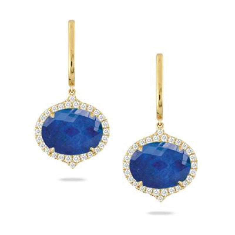 Doves Jewelry - LAPIS & DIAMOND DROP HALO EARRINGS | Manfredi Jewels