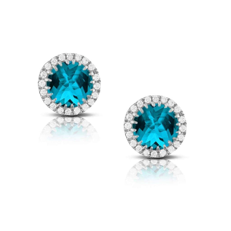 Doves Jewelry - Round Faceted London Blue Topaz Stud Earrings | Manfredi Jewels